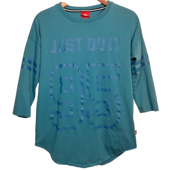 Nike Tops - Nike Just Do It Shirt Women S Blue 1995 Rerto Sports Jersey Athletic Blokecore
